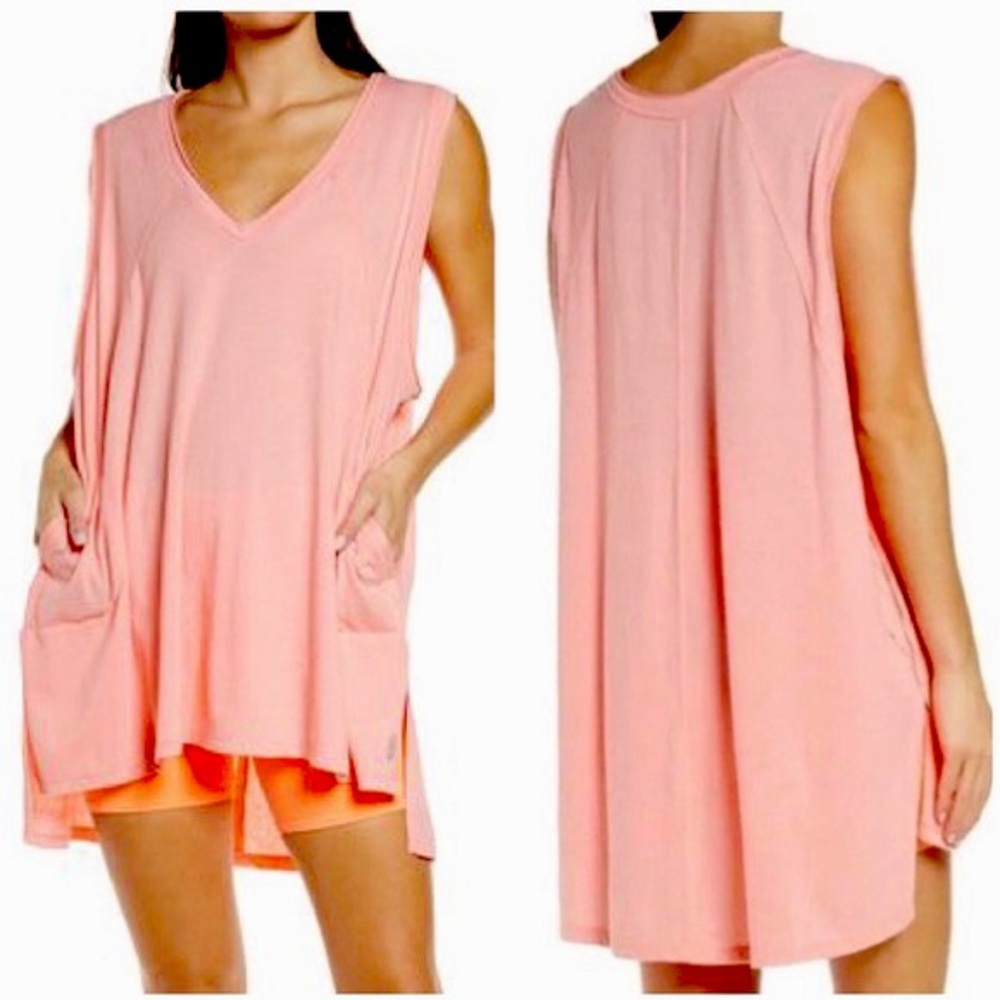 Free People City Vibes Oversized Tank In Neon Coral